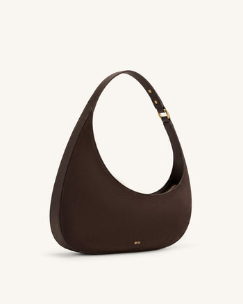 Harlee Faux Suede Shoulder Bag - Dark Brown