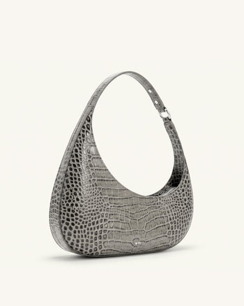 Harlee Shoulder Bag - Light Grey Croc