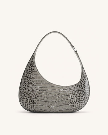 Harlee Shoulder Bag - Light Grey Croc