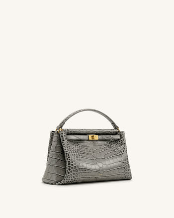 Carmen Top Handle Bag - Grey Croc