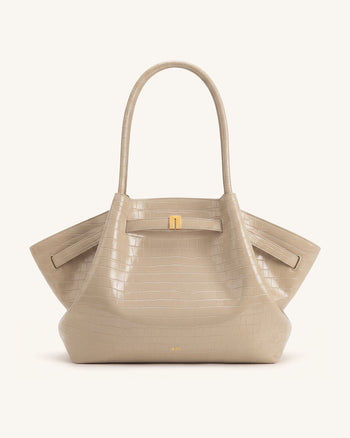 Hana Large Tote Bag - Elephant Grey Croc