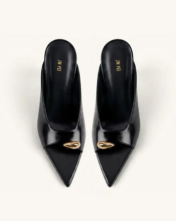 Noemi Pointed-Toe Mule Heels - Black