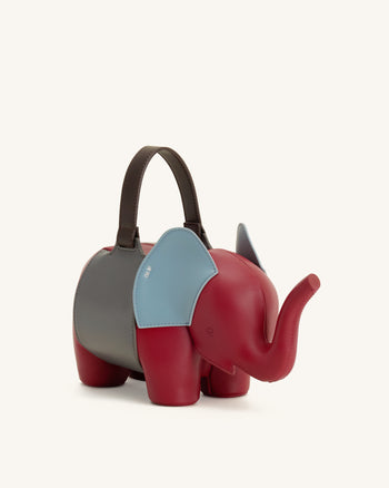 Claire Elephant Shaped Handbag - Red/Dark Gray