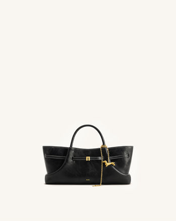 Maeve Dachshund Metal Charm Tote Bag - Black