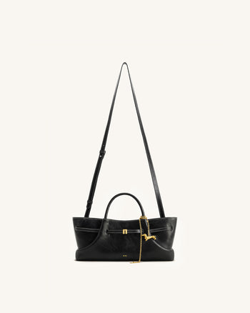 Maeve Dachshund Metal Charm Tote Bag - Black