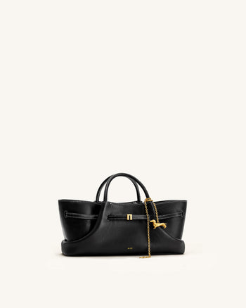 Maeve Dachshund Metal Charm Tote Bag - Black
