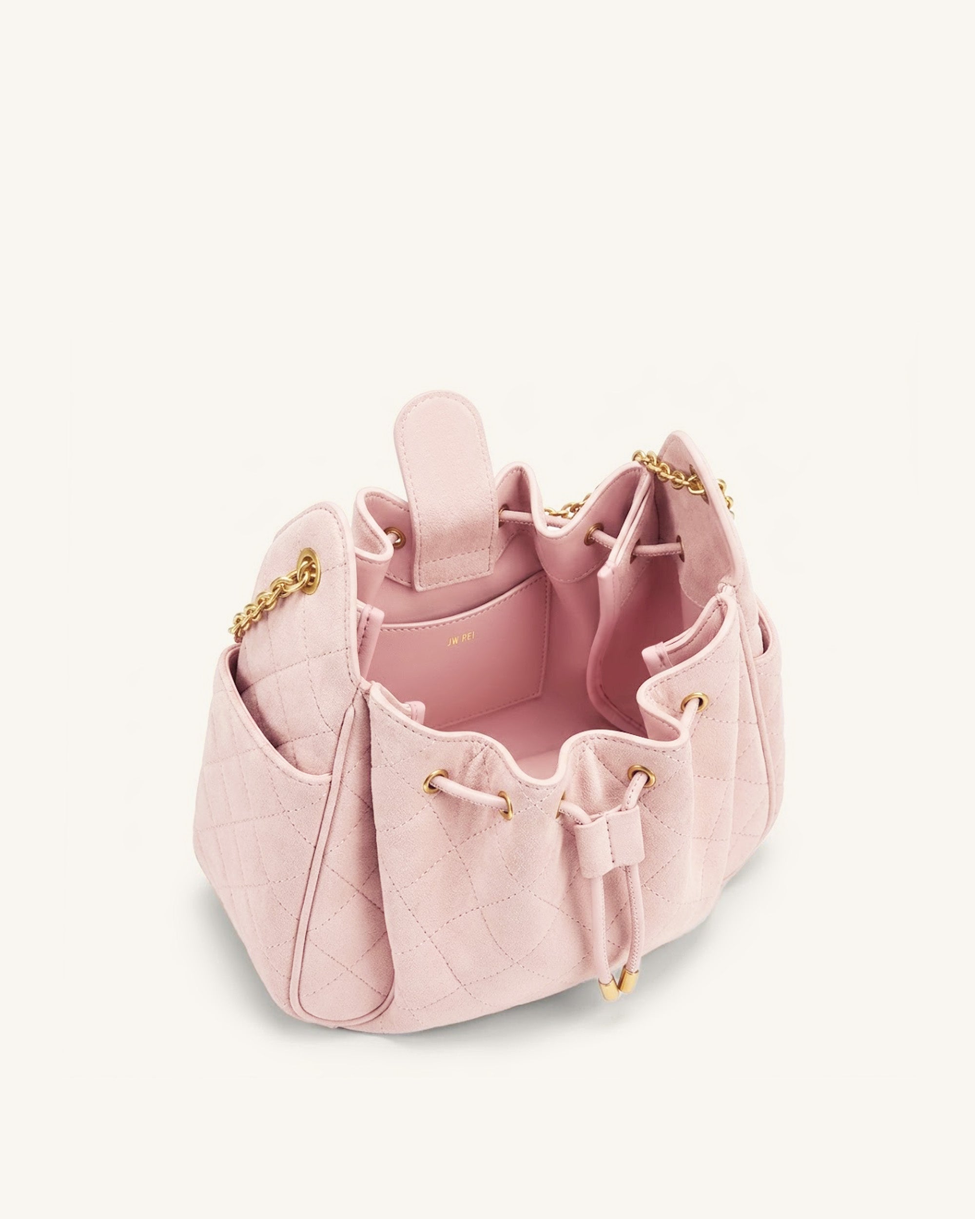 Rowan Faux Suede Quilted Chain Bucket Bag - Pink – JW PEI LATAM