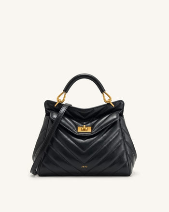 Lucia Classic Top Handle Bag - Jet Black