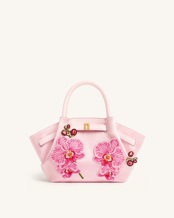 Hana Mini Phalaenopsis Orchid Embroidery Tote Bag - Pink