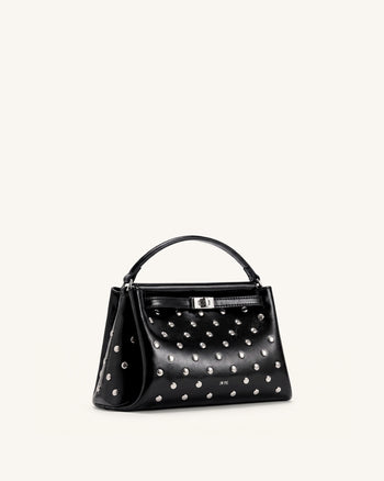 Carmen Studded Top Handle Bag - Ink Black