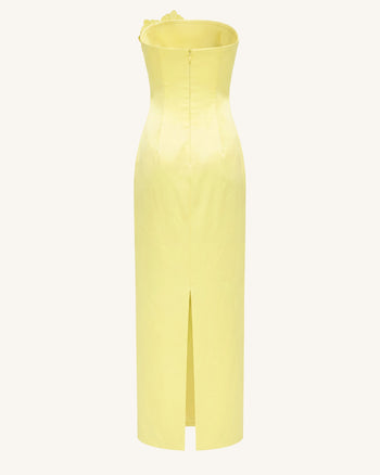 Orchid Embellished Strapless Maxi Dress - Yellow