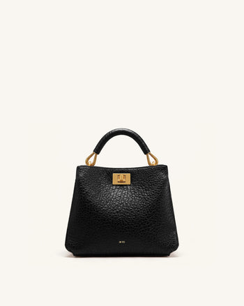 Lucia Elephant-Effect Top Handle Bag - Black