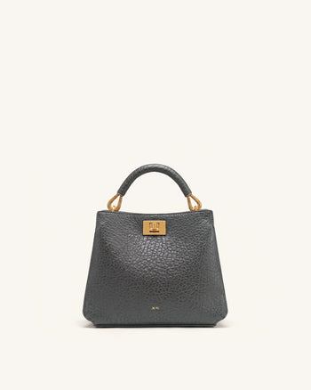 Lucia Elephant-Effect Top Handle Bag - Slate Gray