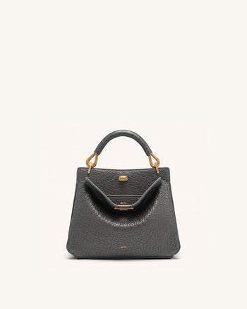 Lucia Elephant-Effect Top Handle Bag - Slate Gray