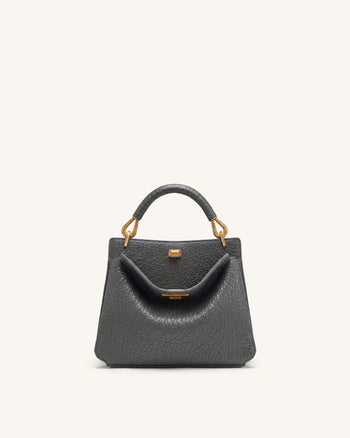 Lucia Elephant-Effect Top Handle Bag - Slate Gray