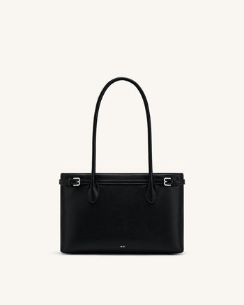Camille Buckle Strap Tote Bag - Black
