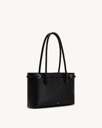 Camille Buckle Strap Tote Bag - Black