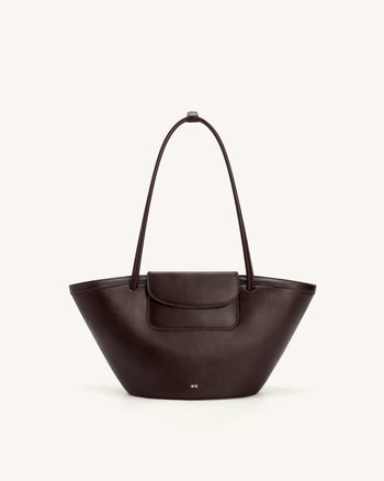Corinne Pocket Tote Bag - Dark Brown