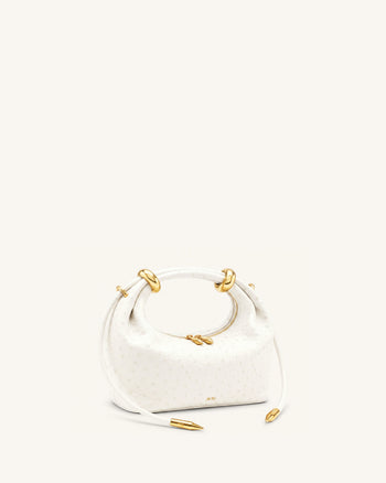 Ellie Metal Ring Embellished Top Handle Bag - Off White