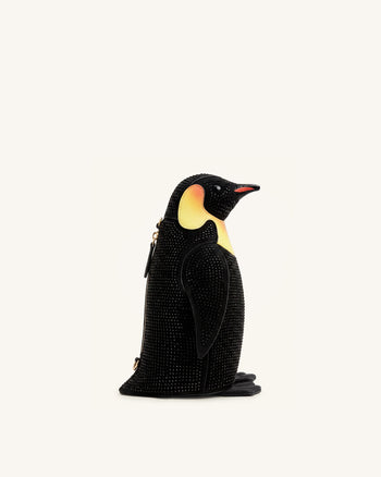 Pia Penguin Artificial Crystal Crossbody Bag - Black