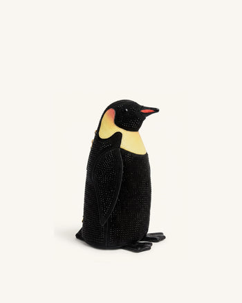 Pia Penguin Artificial Crystal Crossbody Bag - Black