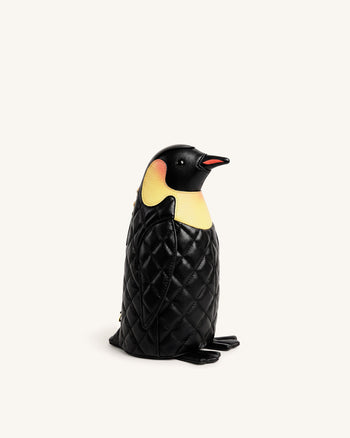 Pia Penguin Quilting Crossbody Bag - Black
