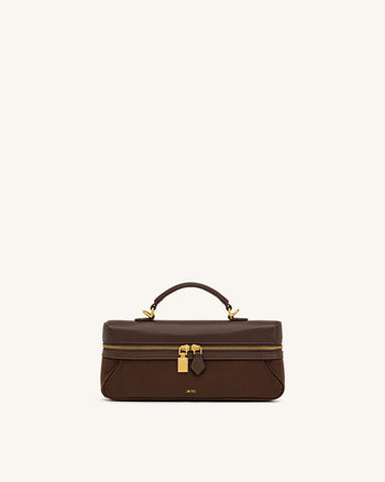 Cleo Faux Suede Vanity Bag - Dark Brown