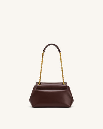 Valerie Chain Flap Shoulder Bag - Dark Brown