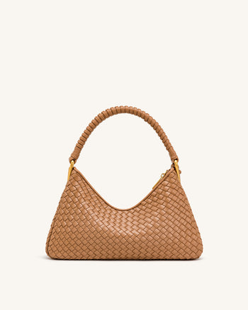 Lorena Woven Shoulder Bag - Camel