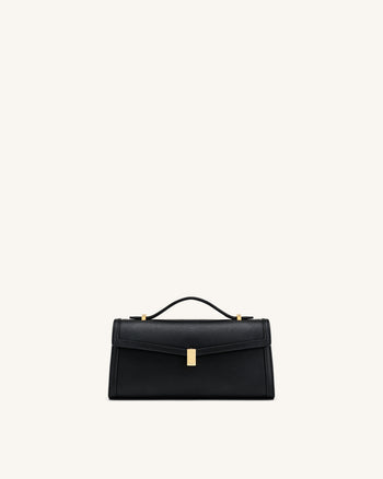 Delphine Saffiano Top Handle Bag - Black