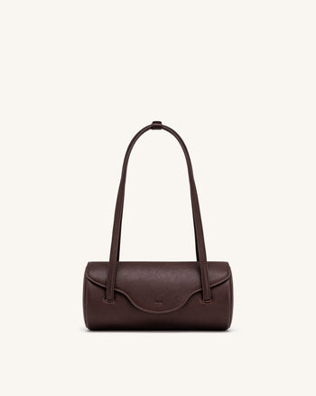 Solenne Barrel Shoulder Bag - Dark Brown