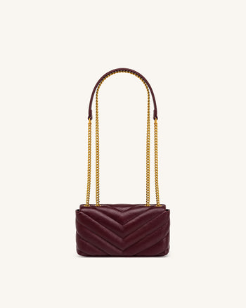 Riley Dachshund Quilted Flap Shoulder Bag - Deep Burgundy