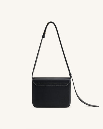 Evania Lock Pebbled Shoulder Bag - Black