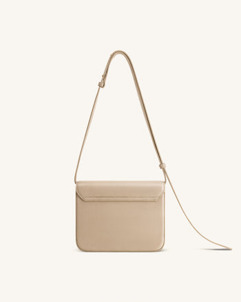 Evania Lock Pebbled Shoulder Bag - Khaki
