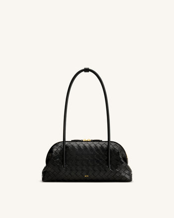 Aveline Woven Textured Shoulder Bag - Black