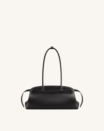 Arden Belt Detail East-West Shoulder Bag - Black