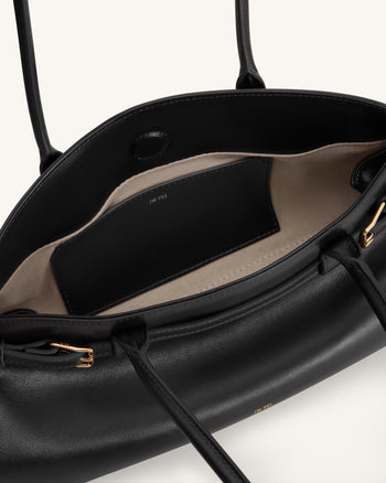 Arden Belt Detail East-West Shoulder Bag - Black