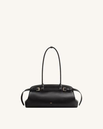 Arden Belt Detail East-West Shoulder Bag - Black