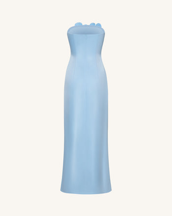 Floral Embroidered Long Dress - Blue