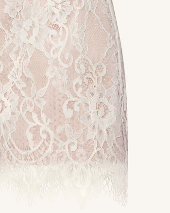 One Shoulder Lace Mini Dress - White