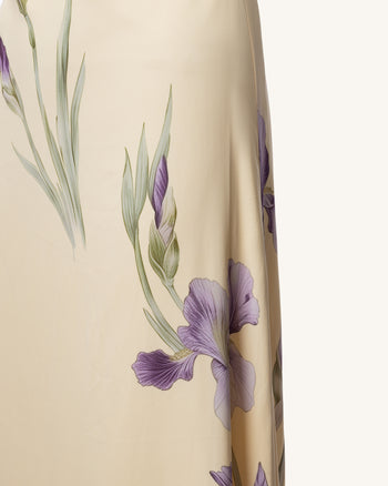 Iris Print Cross-Halter Open-Back Maxi Dress - Yellow