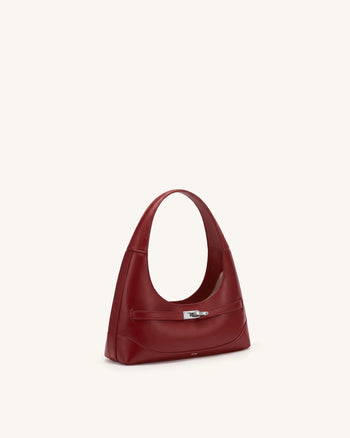 Noelle Belted Shoulder Bag - Deep Burgundy