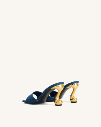 Hannah Denim Mule Heels - Denim Blue
