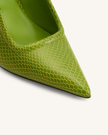 Sofia Metal Accent Sphere Heel Mules - Green