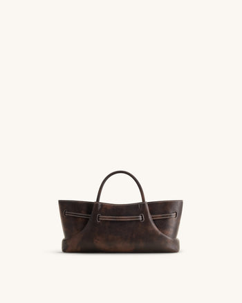 Maeve Dachshund Metal Charm Tote Bag - Deep Coffee