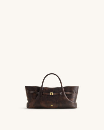 Maeve Dachshund Metal Charm Tote Bag - Deep Coffee