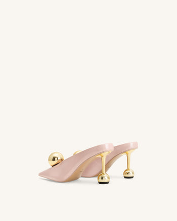 Sofia Angled Vamp Heel Mules - Dusty Pink