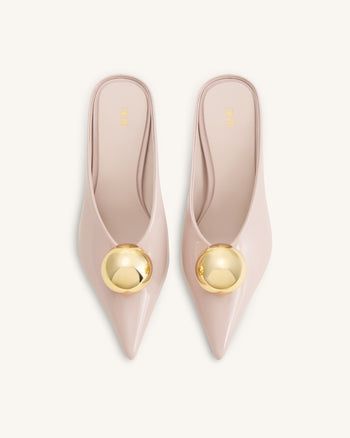Sofia Angled Vamp Heel Mules - Dusty Pink