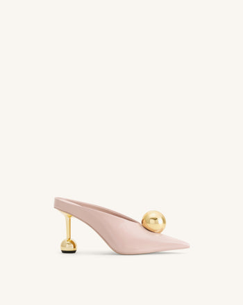 Sofia Angled Vamp Heel Mules - Dusty Pink