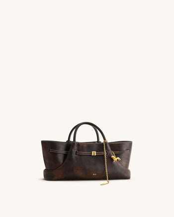 Maeve Dachshund Metal Charm Tote Bag - Deep Coffee